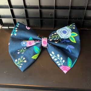 Navy blue floral bow